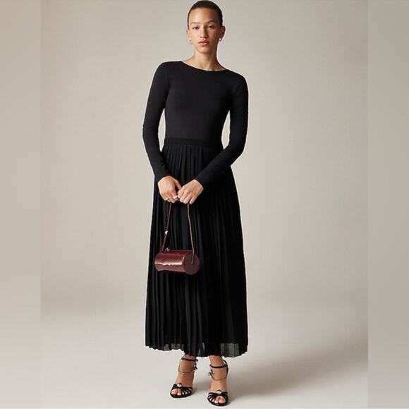 J. Crew Black Pleated Ballet Dress in Stretch cotton blend - Picture 1 of 6
